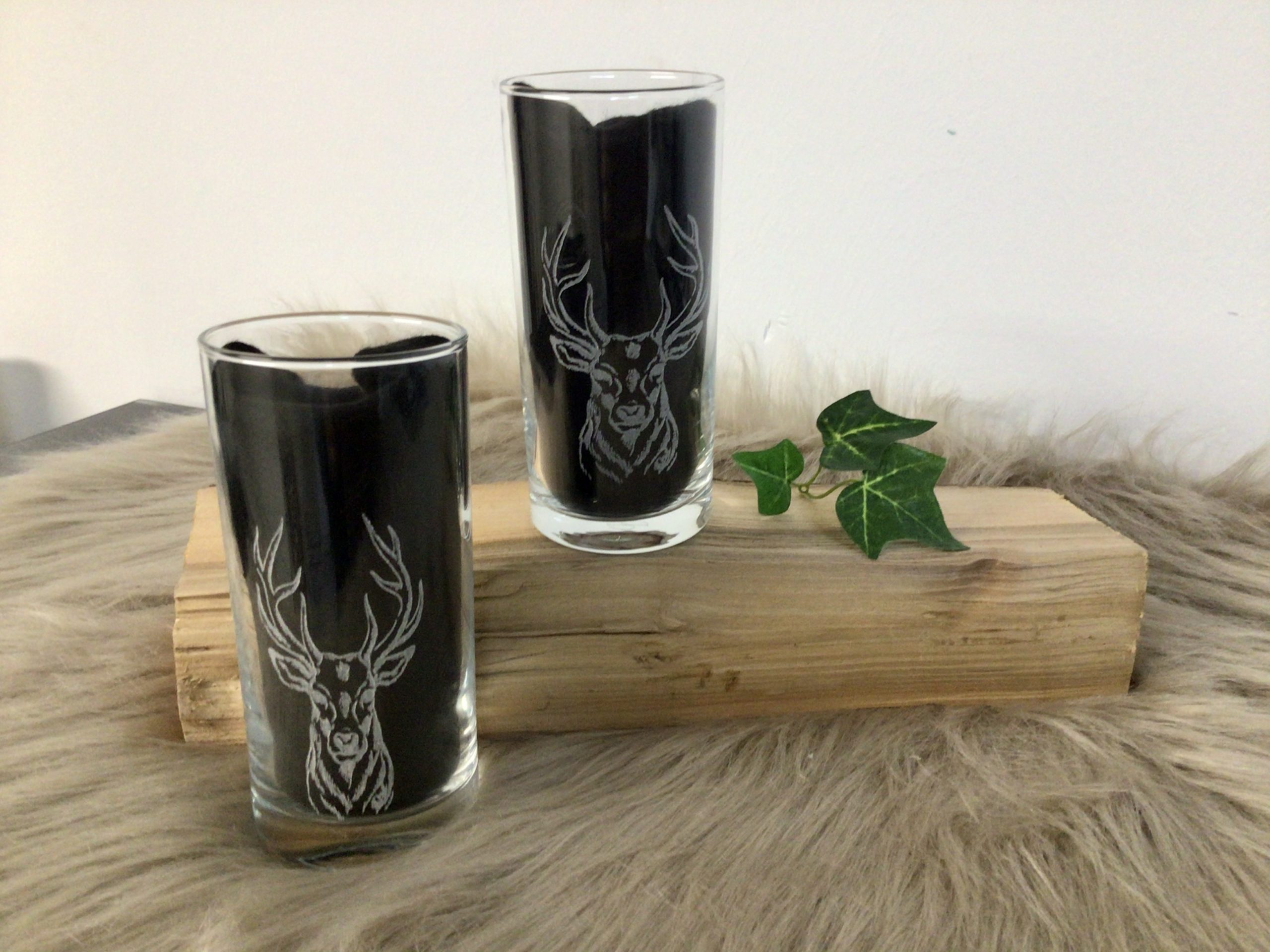 Longdrink Glas mit Hirsch Gravur Hoamat.Style