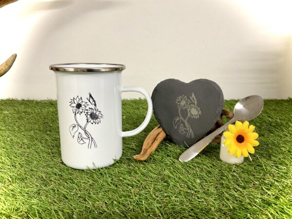 Set Emaille Becher „Sonnenblume“
